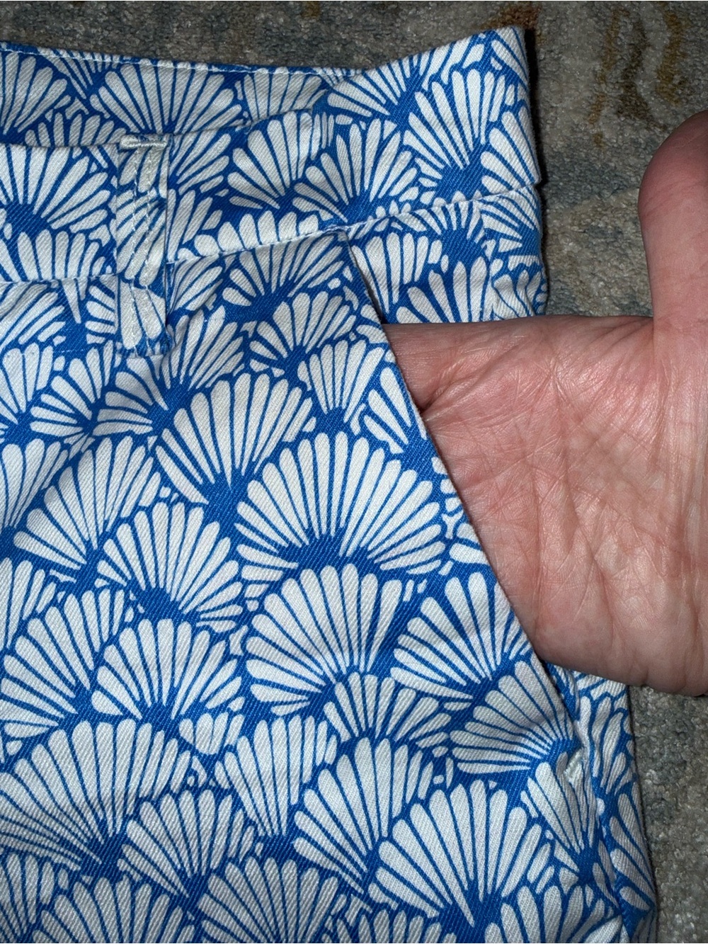 Level 99 Blue & White Shell-Pattern Shorts - Picture 2 of 4